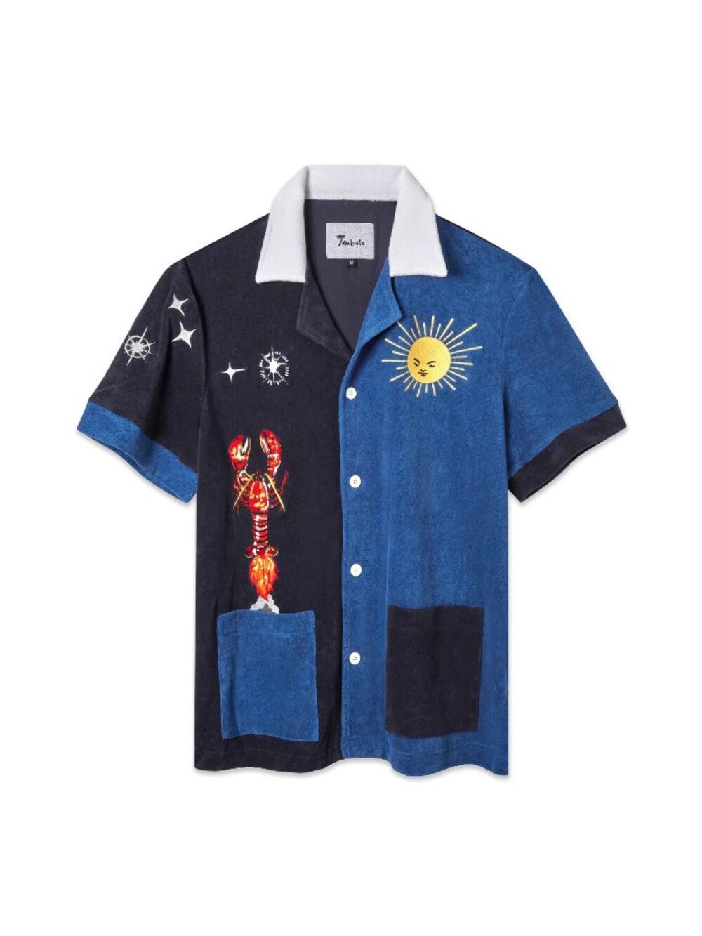 Tombolo Rocket Lobster French Terry Short Sleeve Blue Shirt Large